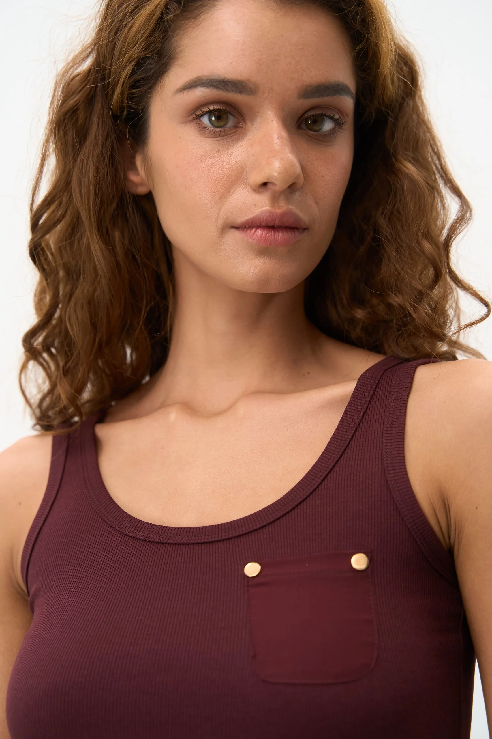 NEW Tank Top with a Brown Pocket - Image 2