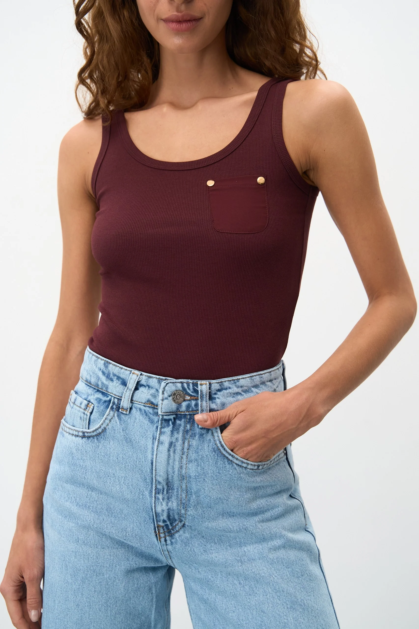 NEW Tank Top with a Brown Pocket - Image 4
