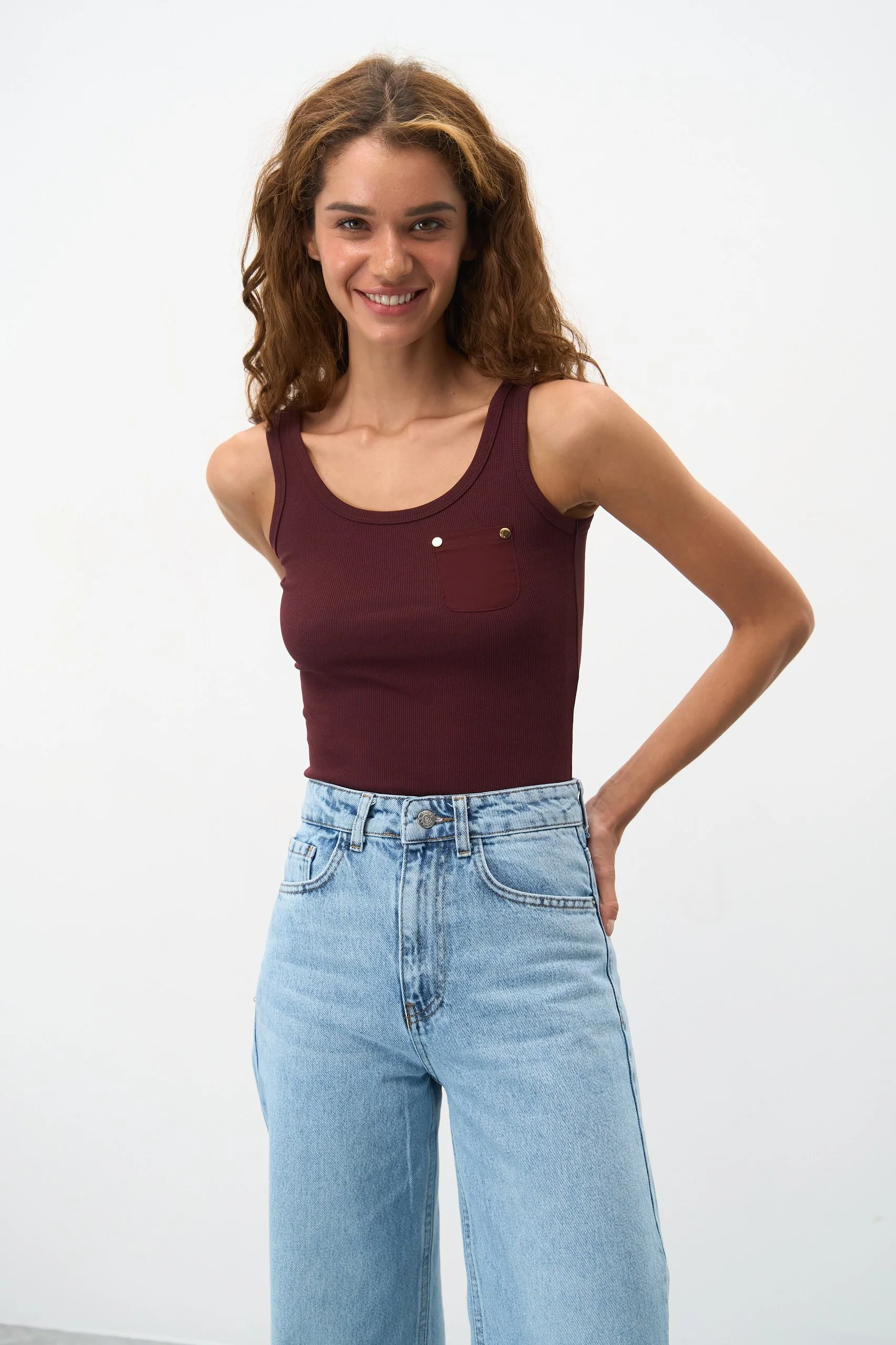 NEW Tank Top with a Brown Pocket - Image 5