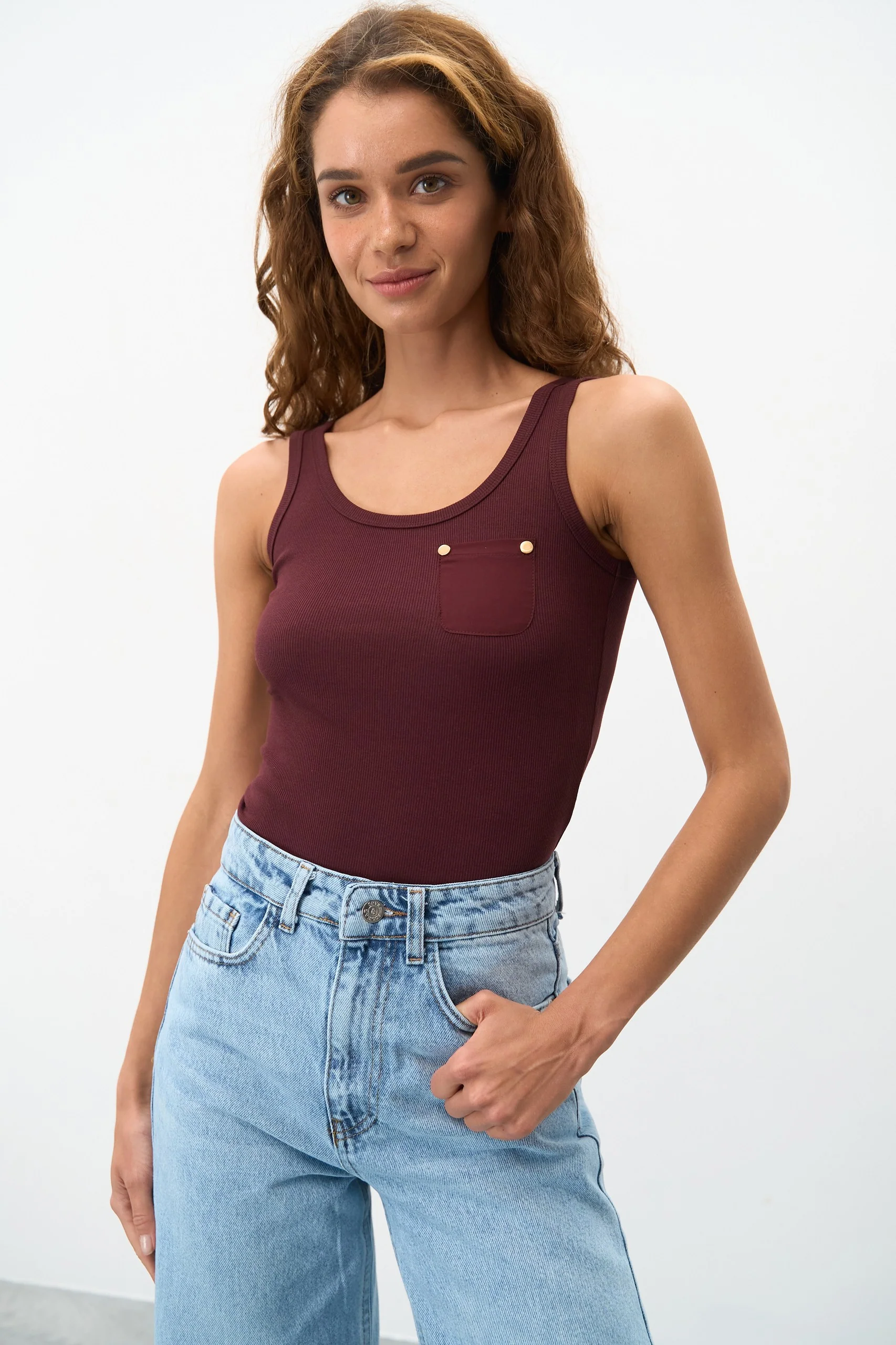 NEW Tank Top with a Brown Pocket - Image 6