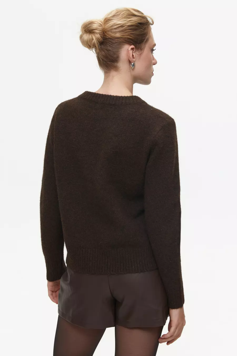 Brown Textured Knit Sweater - Image 5