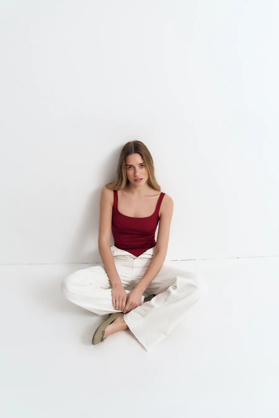 Square-neck bodysuit, Burgundy - Image 5