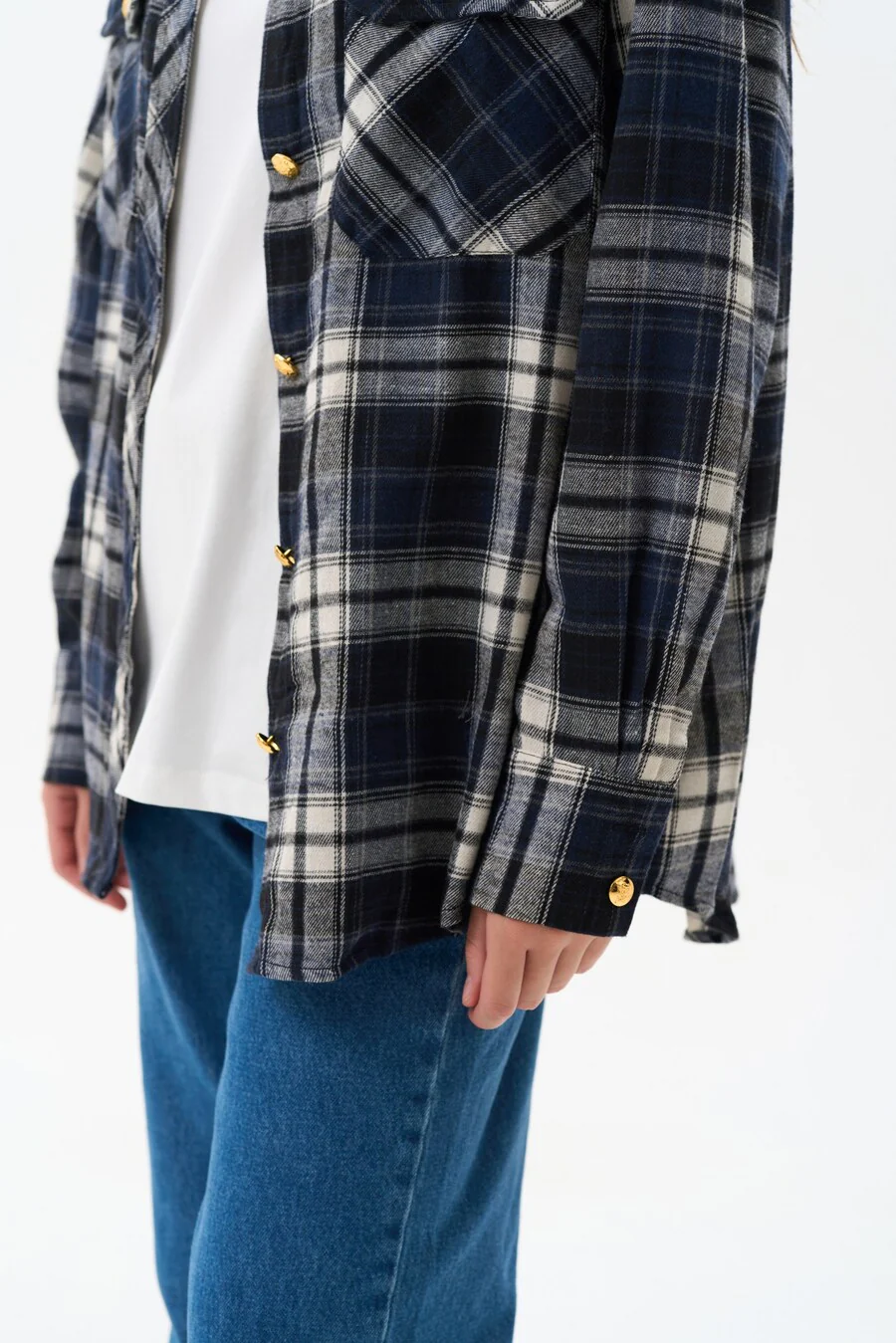 Checkered shirt in color blue - Image 4