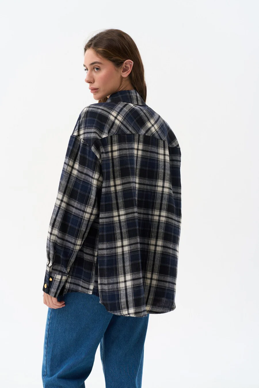 Checkered shirt in color blue - Image 5