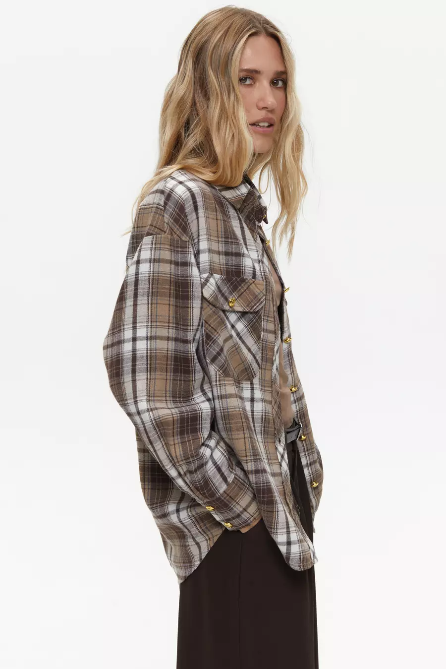 Checkered shirt in color brown - Image 3