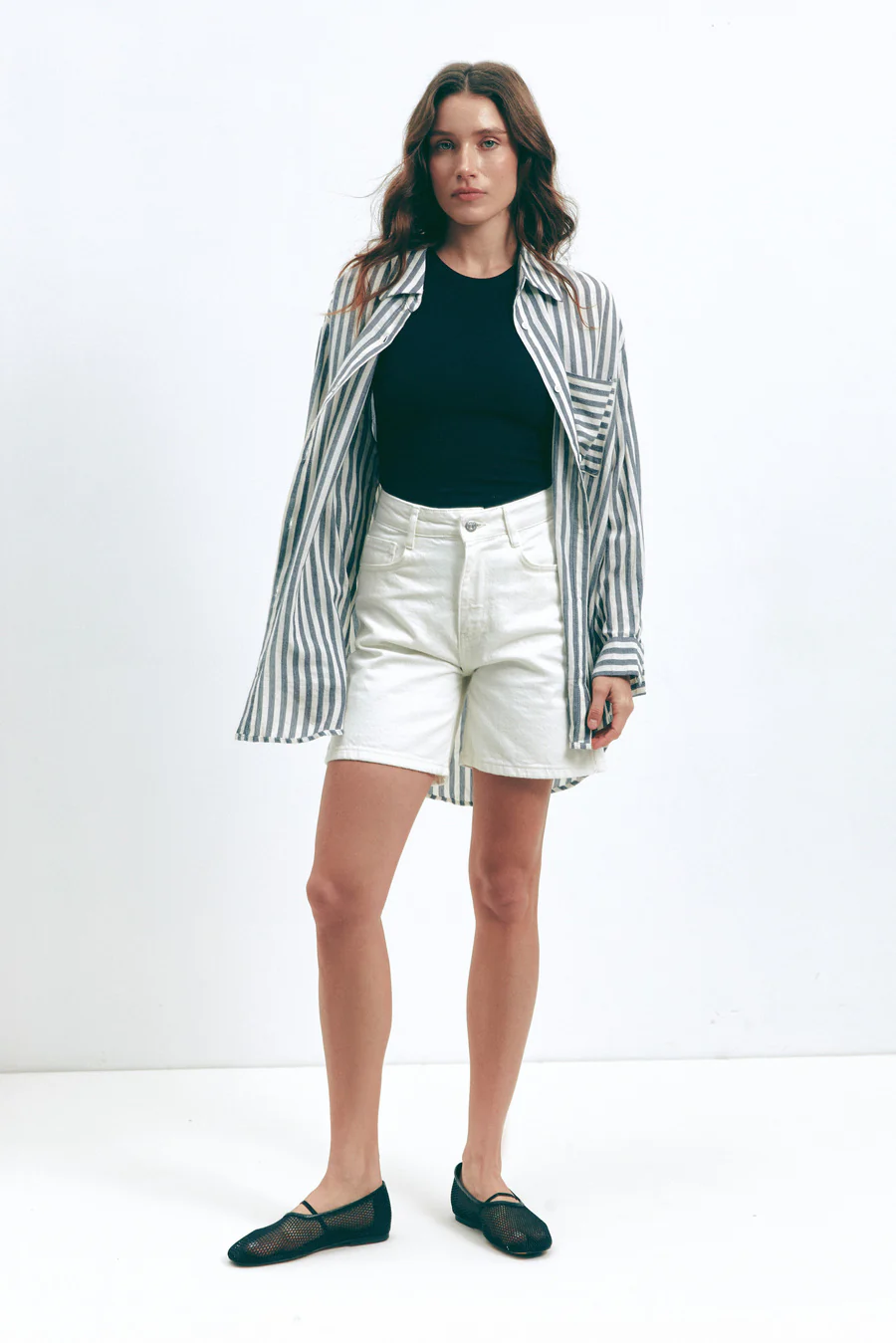 Dark Blue Oversize Striped Shirt - Image 6