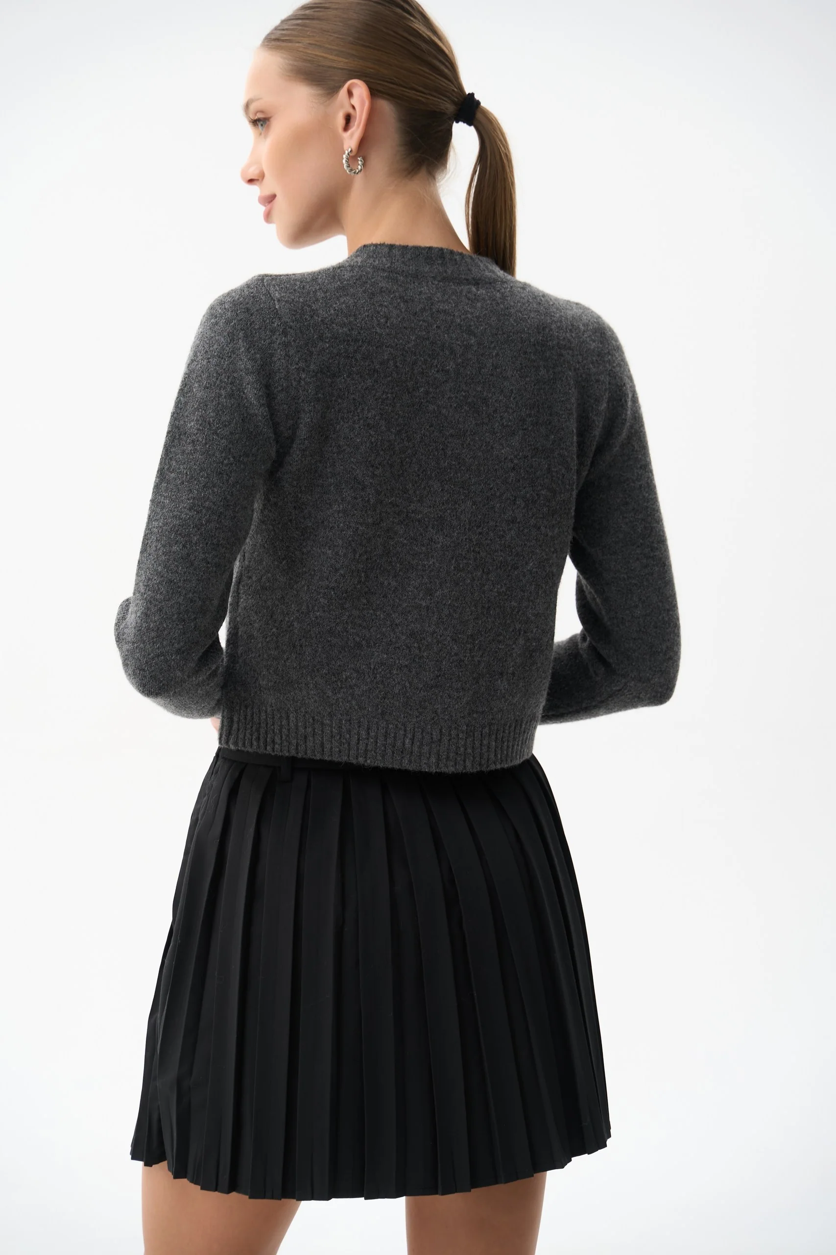 Dark Grey Wool Knit Cardigan - Image 4