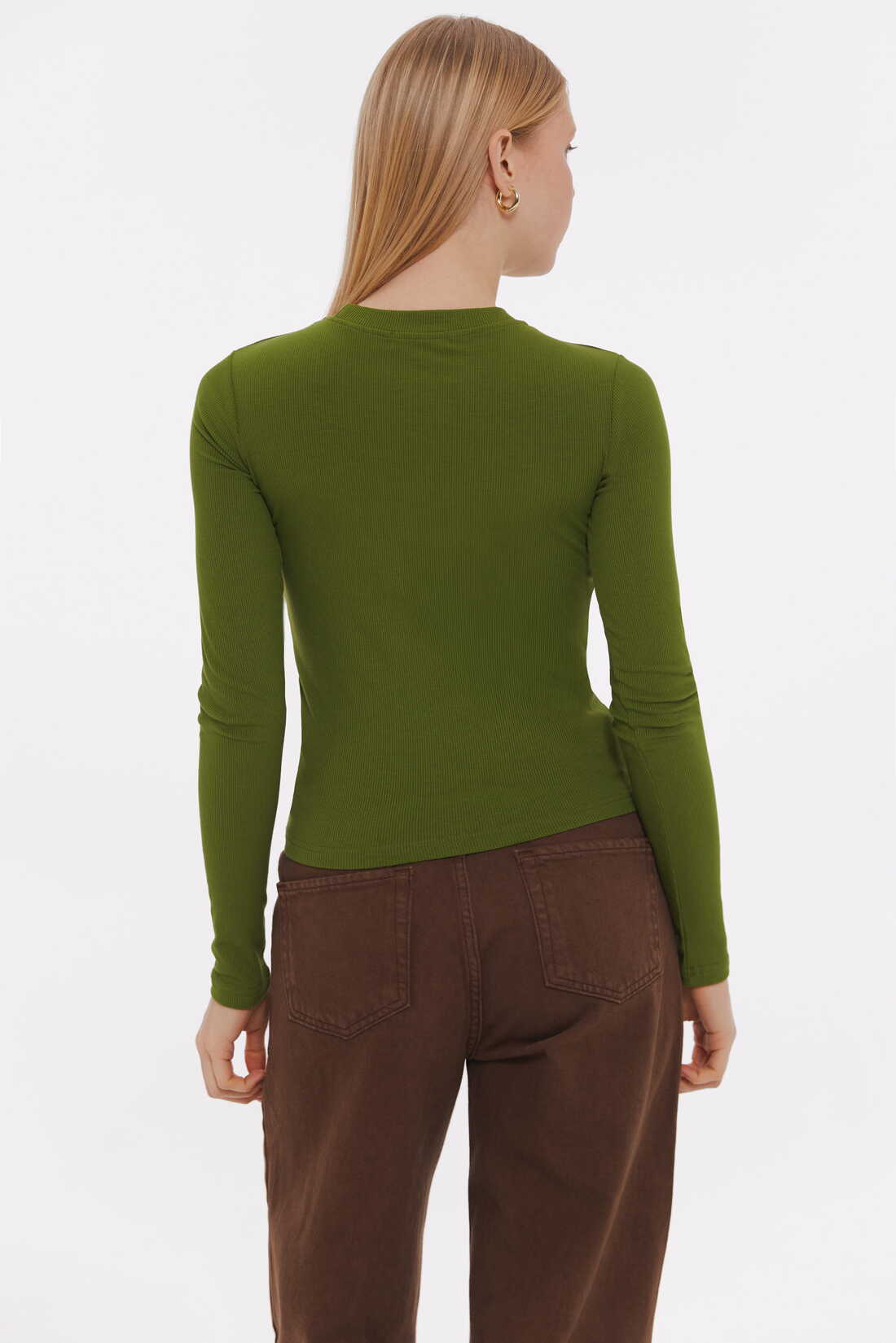 Basic viscose long-sleeve top, Lemongrass - Image 4