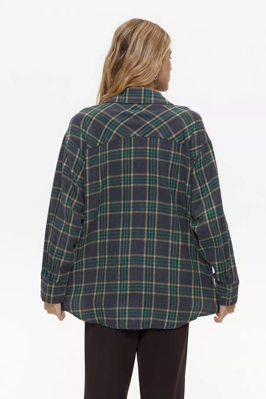 Green Large Check Shirt - Image 4