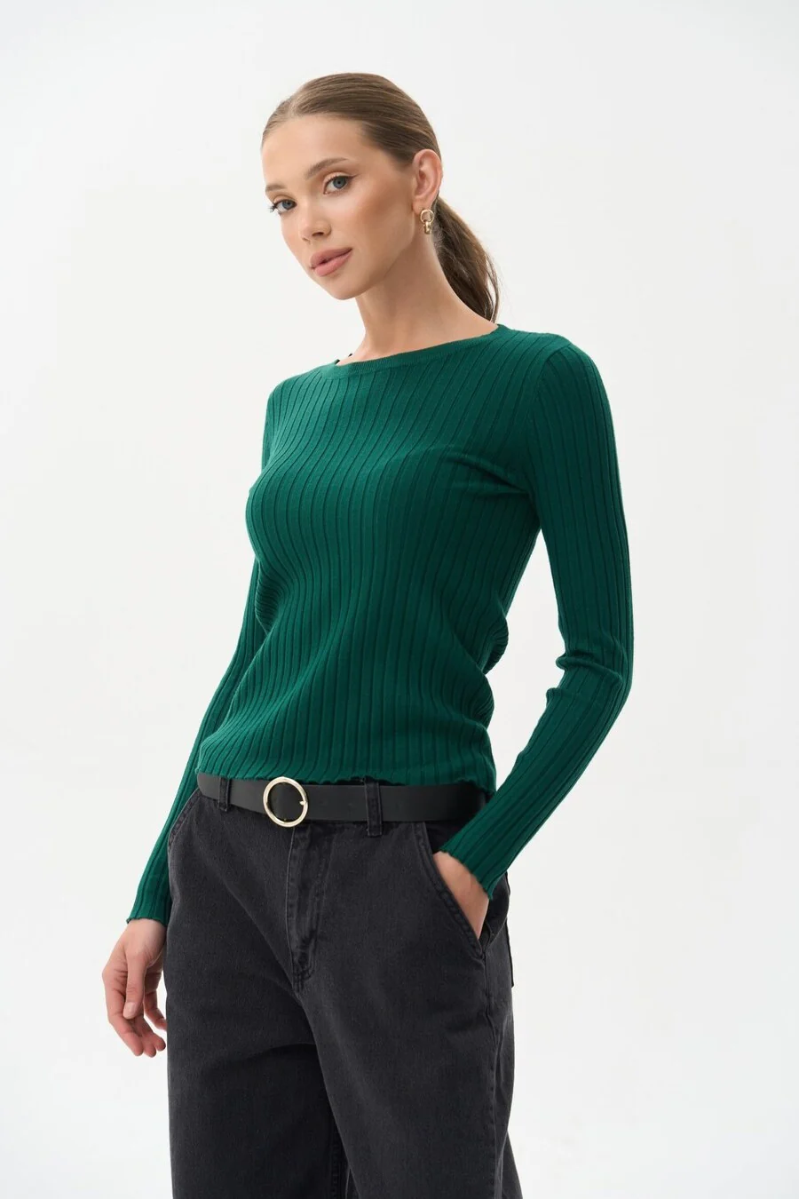 Green Knit Long Sleeve Top - Image 3