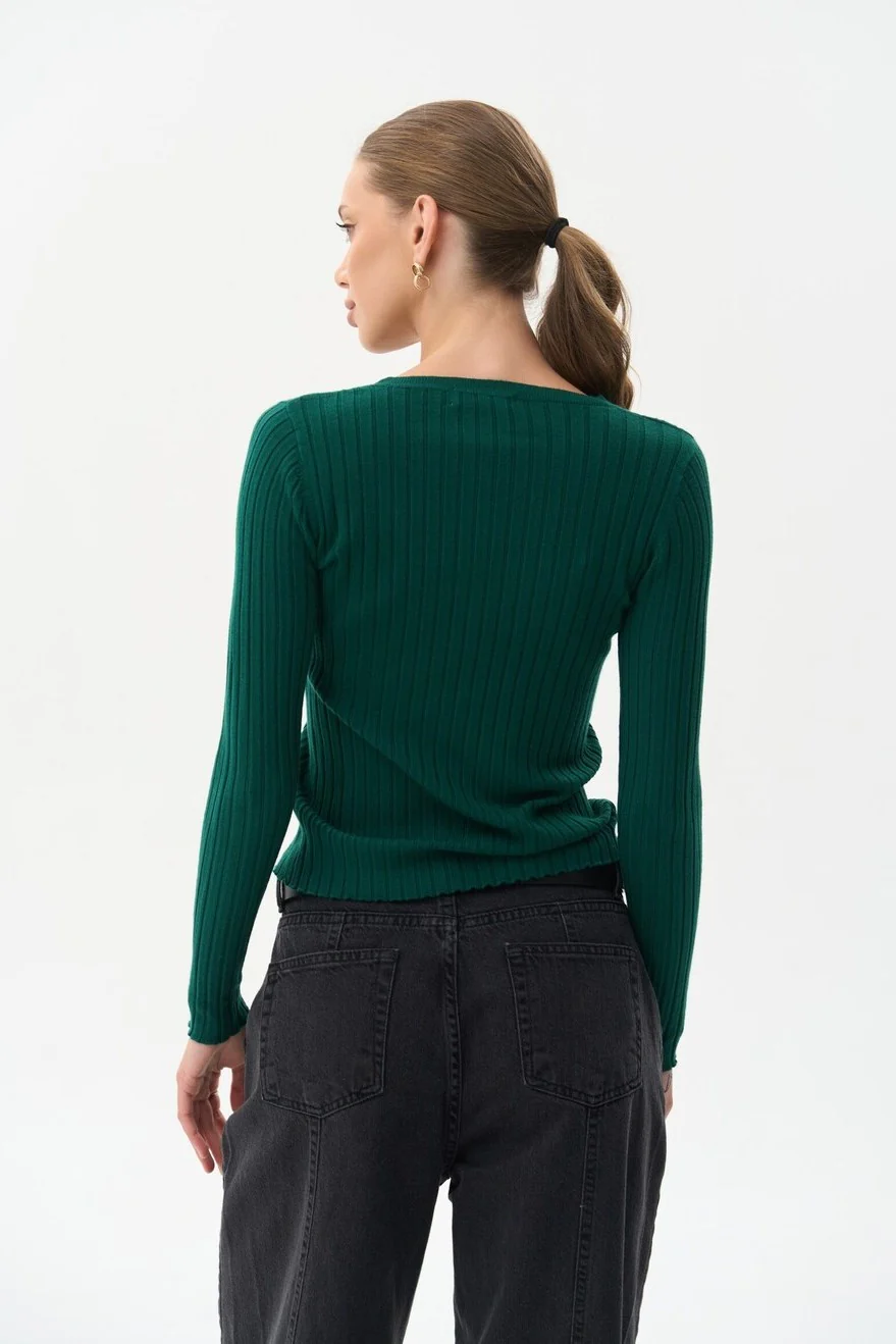 Green Knit Long Sleeve Top - Image 5
