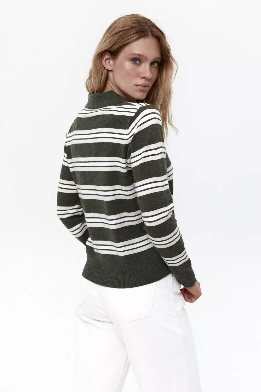 Green Striped Polo Jumper - Image 4
