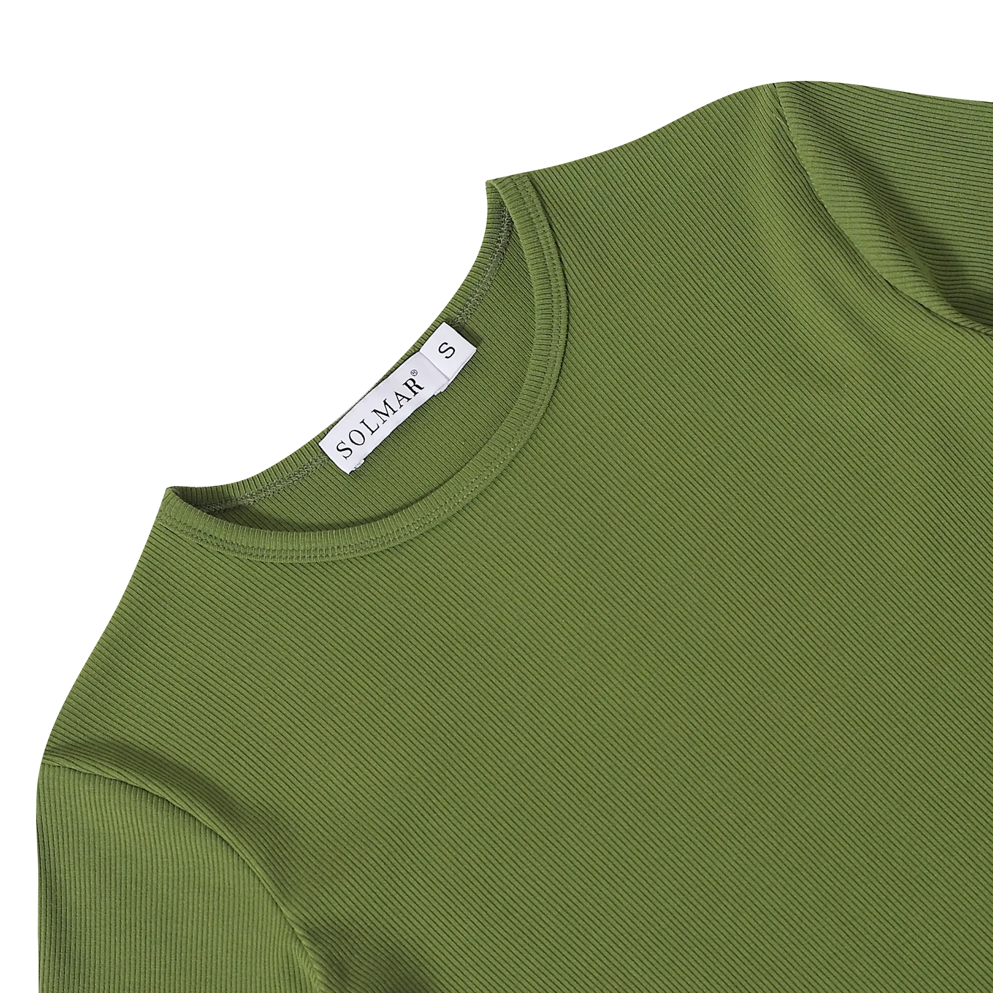 Green Ribbed Crop T-shirt - Image 2
