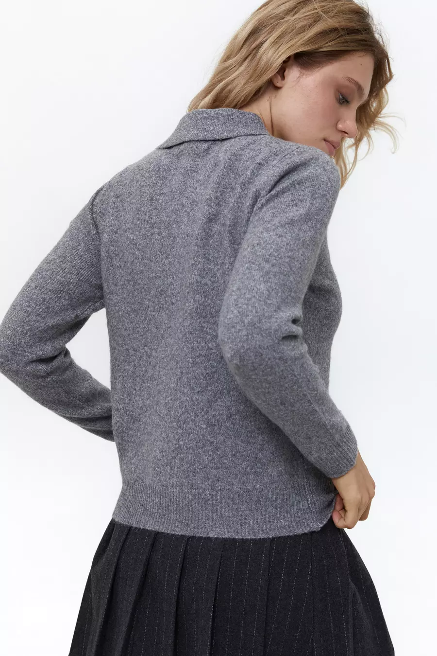 Grey Button-down Polo Sweater - Image 5