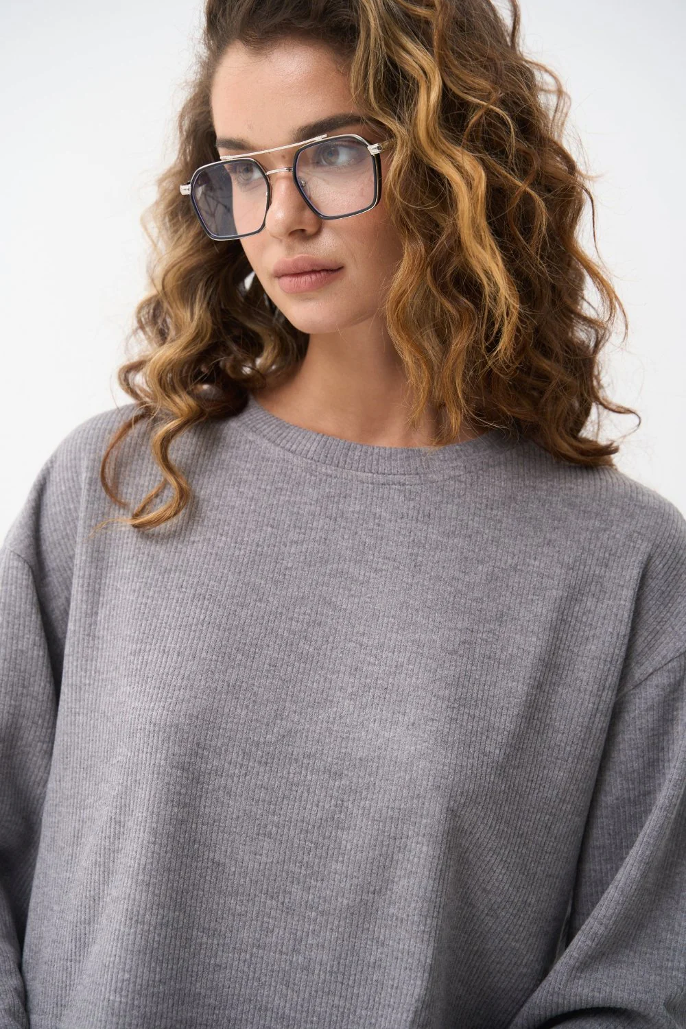 Grey Cropped Sports Sweatshirt - Image 4