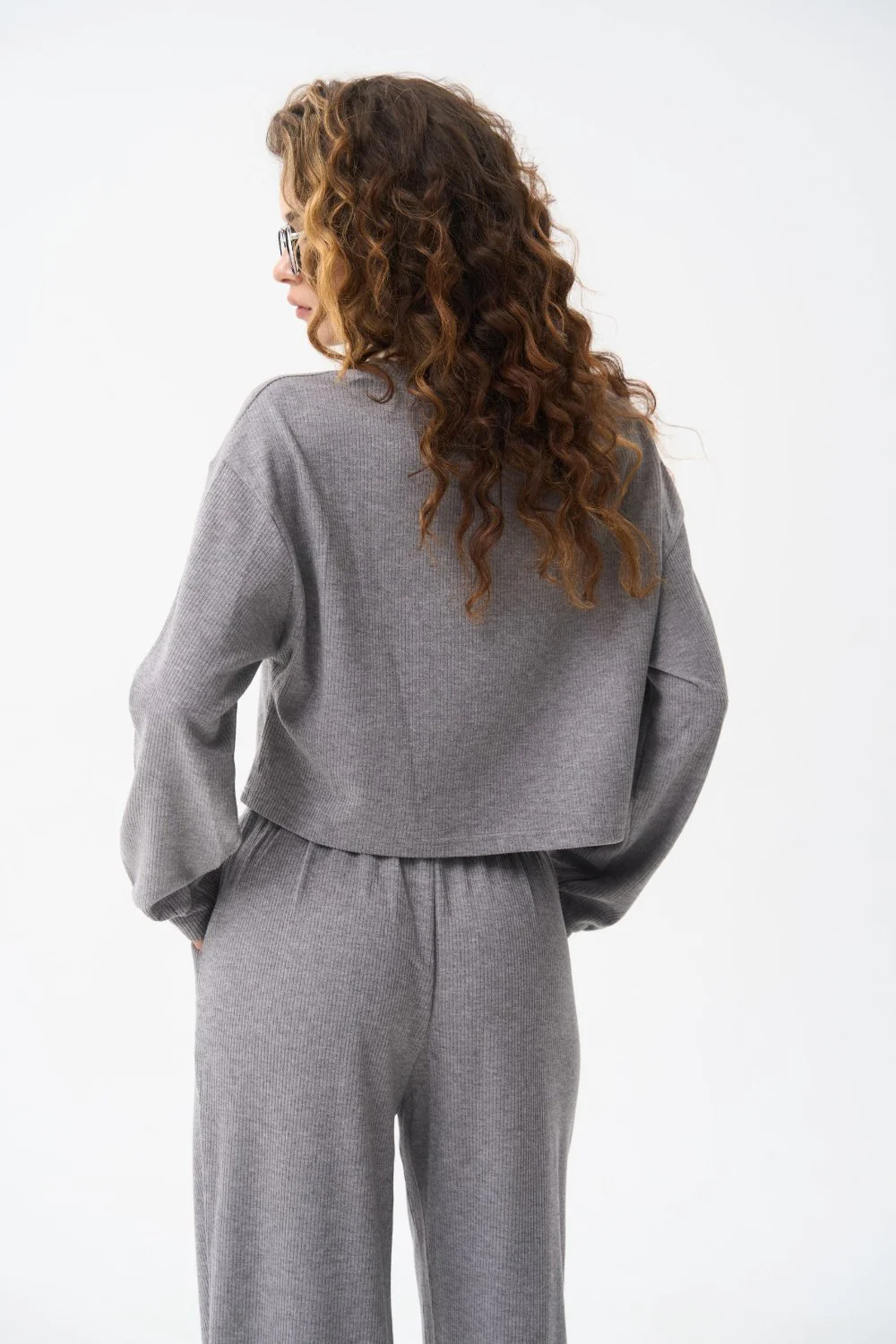 Grey Cropped Sports Sweatshirt - Image 6