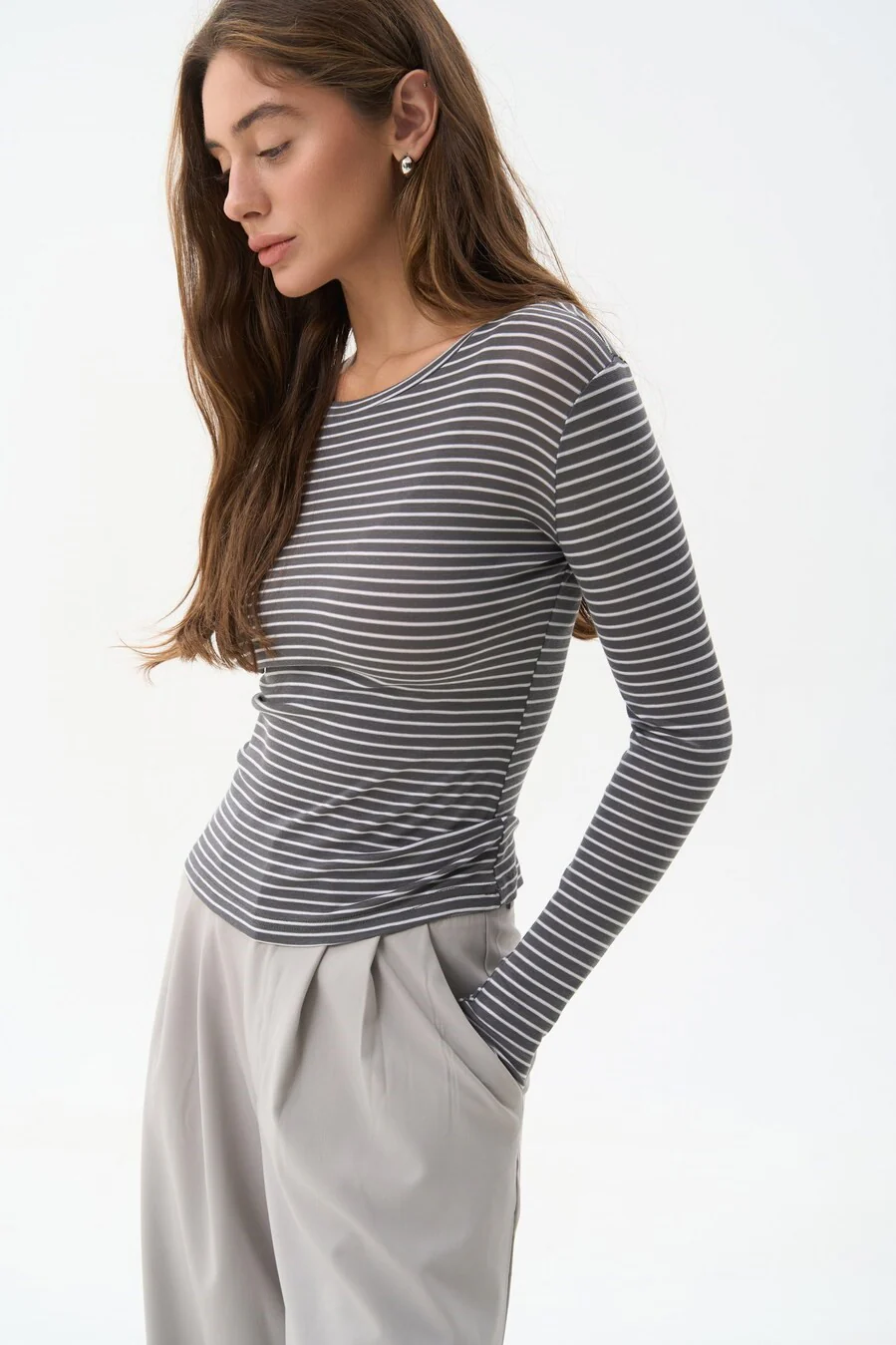 Grey Striped Long Sleeve - Image 2