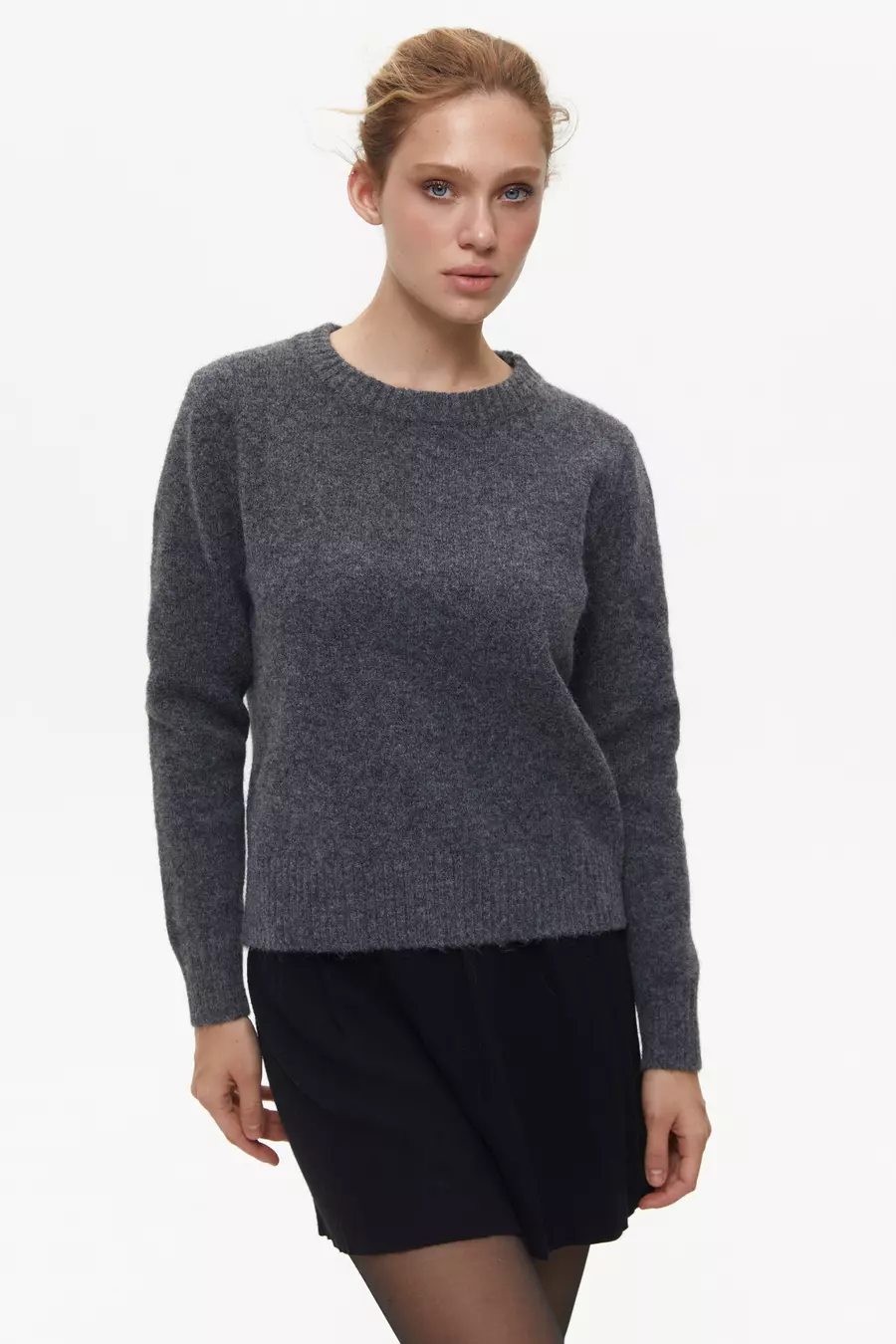 Grey Textured Knit Sweater
