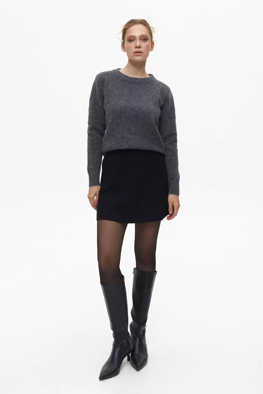 Grey Textured Knit Sweater - Image 2
