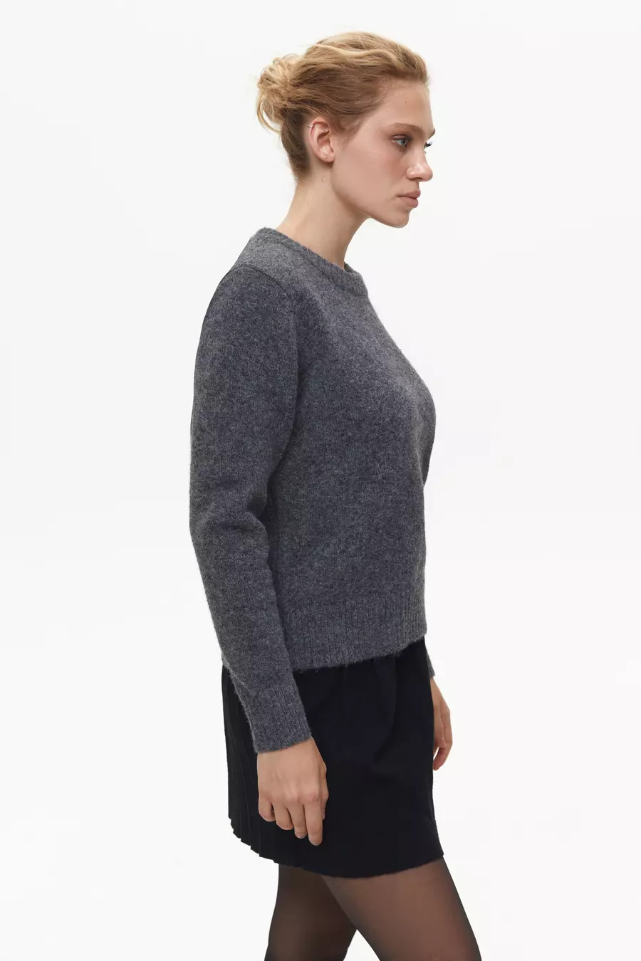 Grey Textured Knit Sweater - Image 3