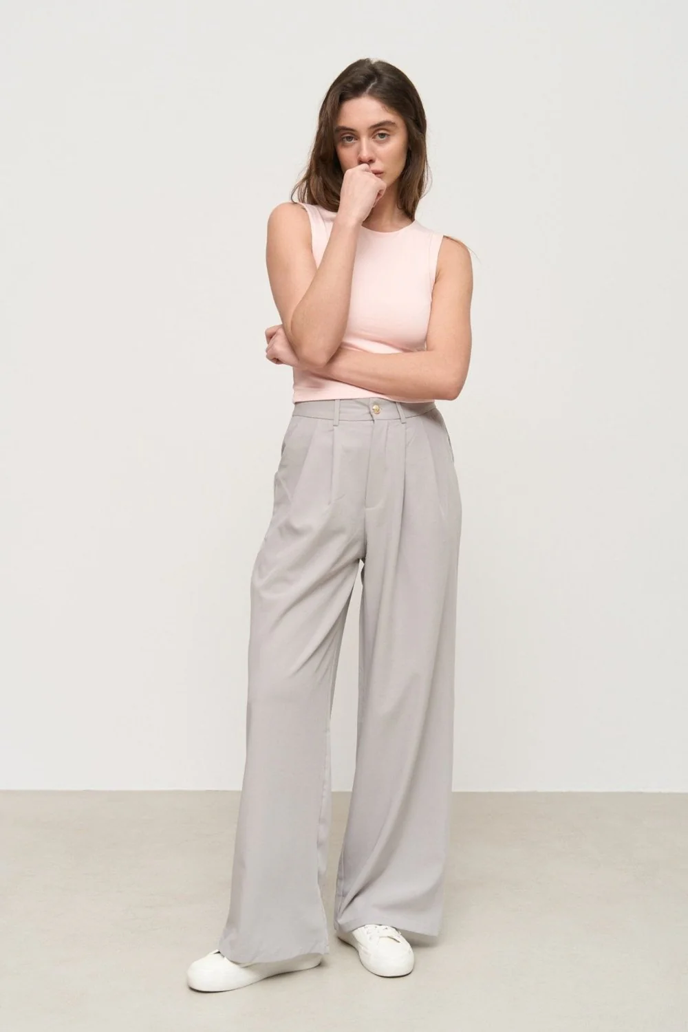 Grey Wide Leg Pants - Image 3