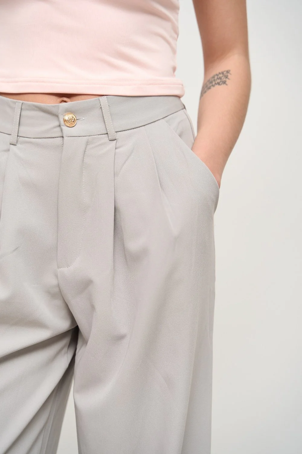 Grey Wide Leg Pants - Image 4