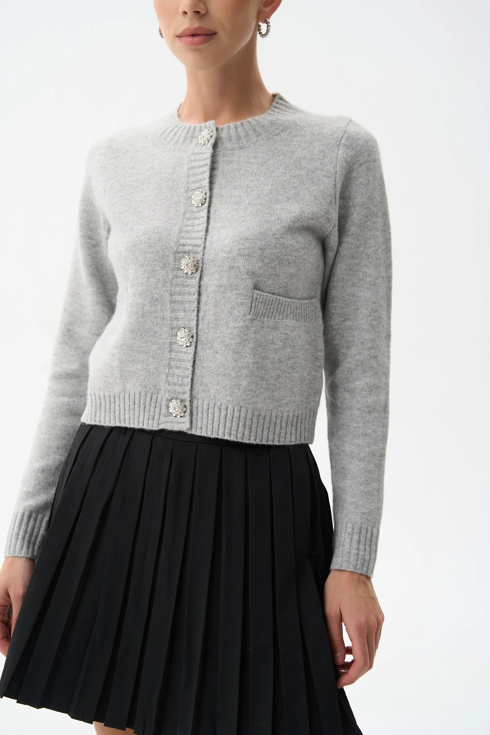 Grey Wool Knit Cardigan - Image 4