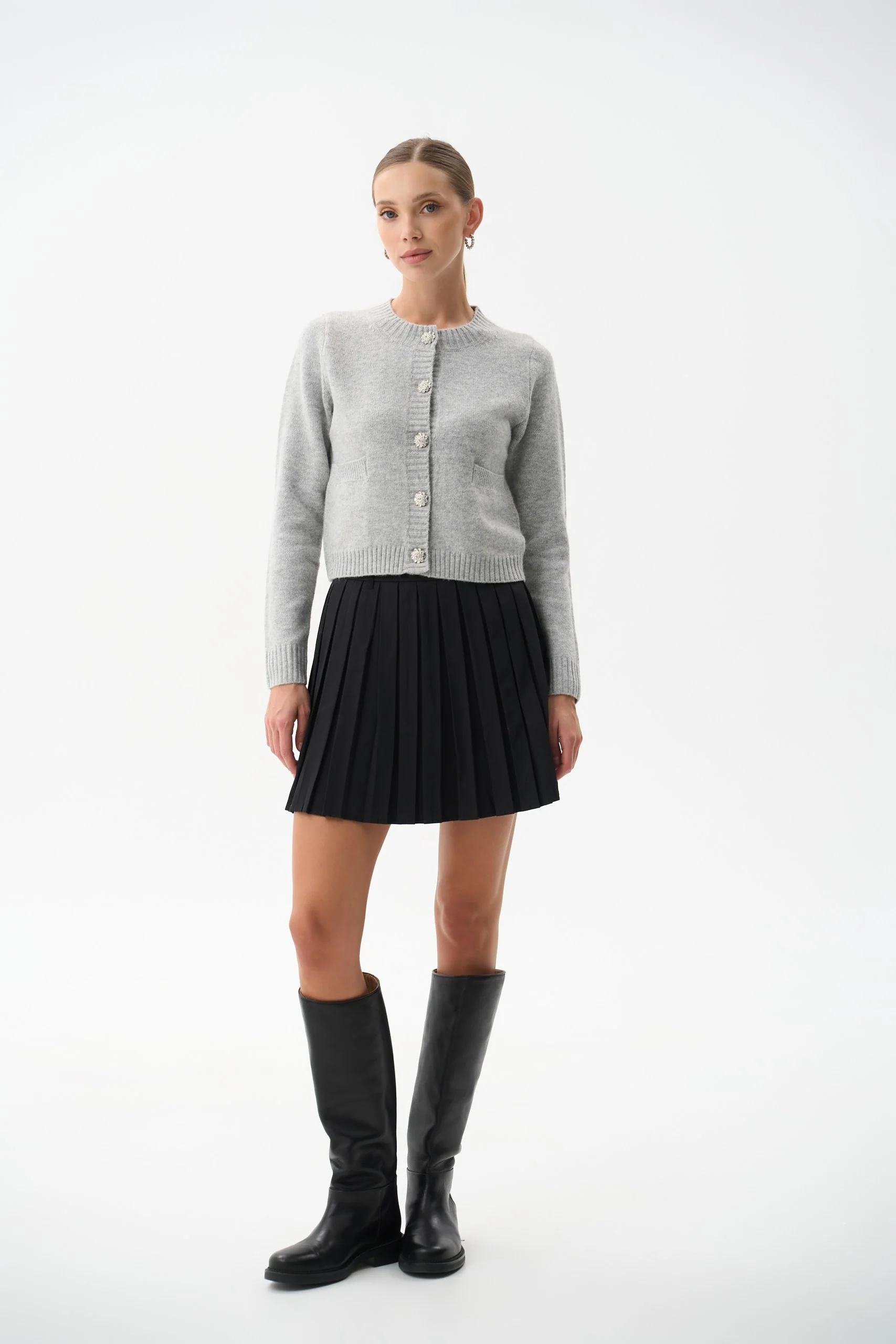 Grey Wool Knit Cardigan - Image 5