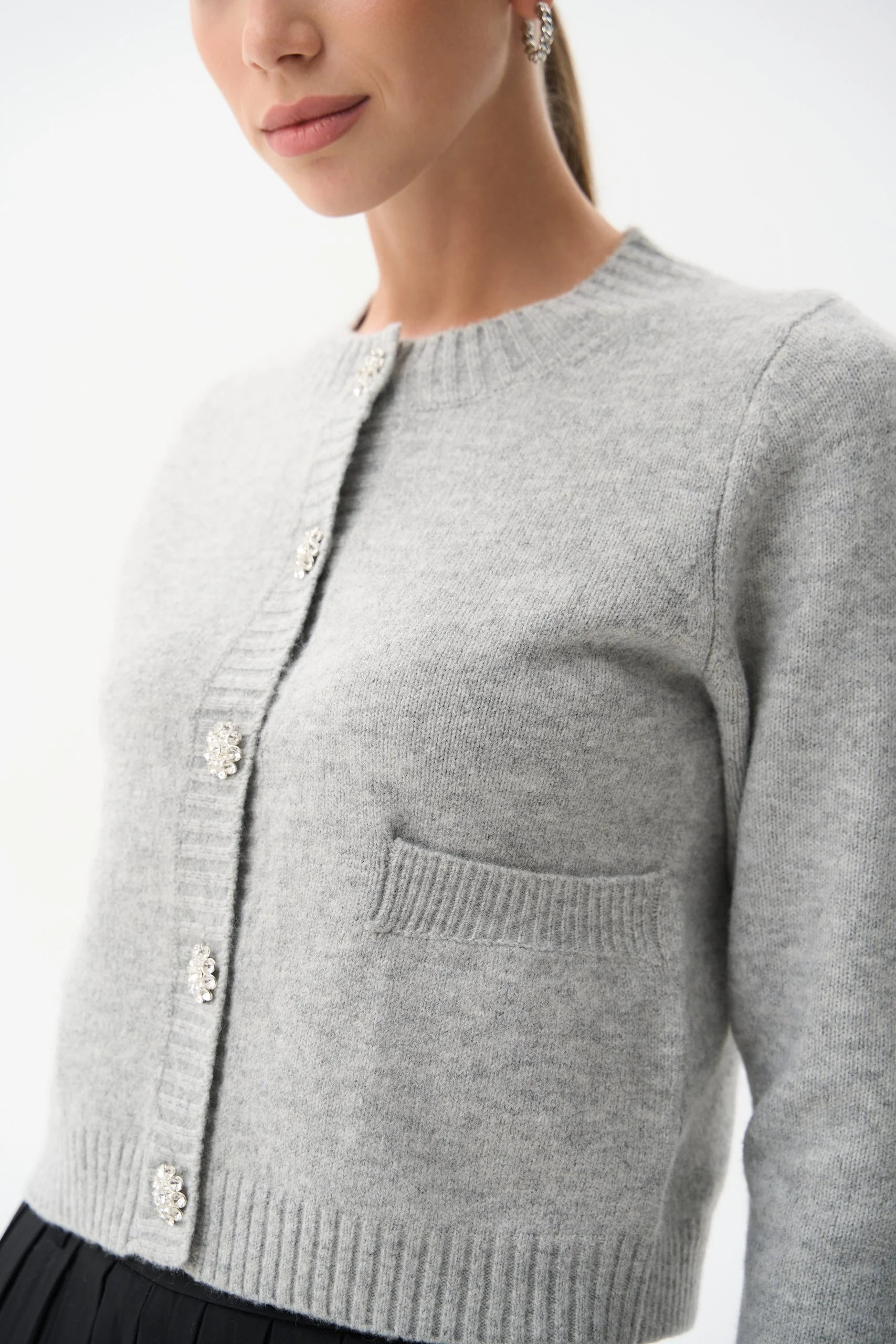 Grey Wool Knit Cardigan - Image 6