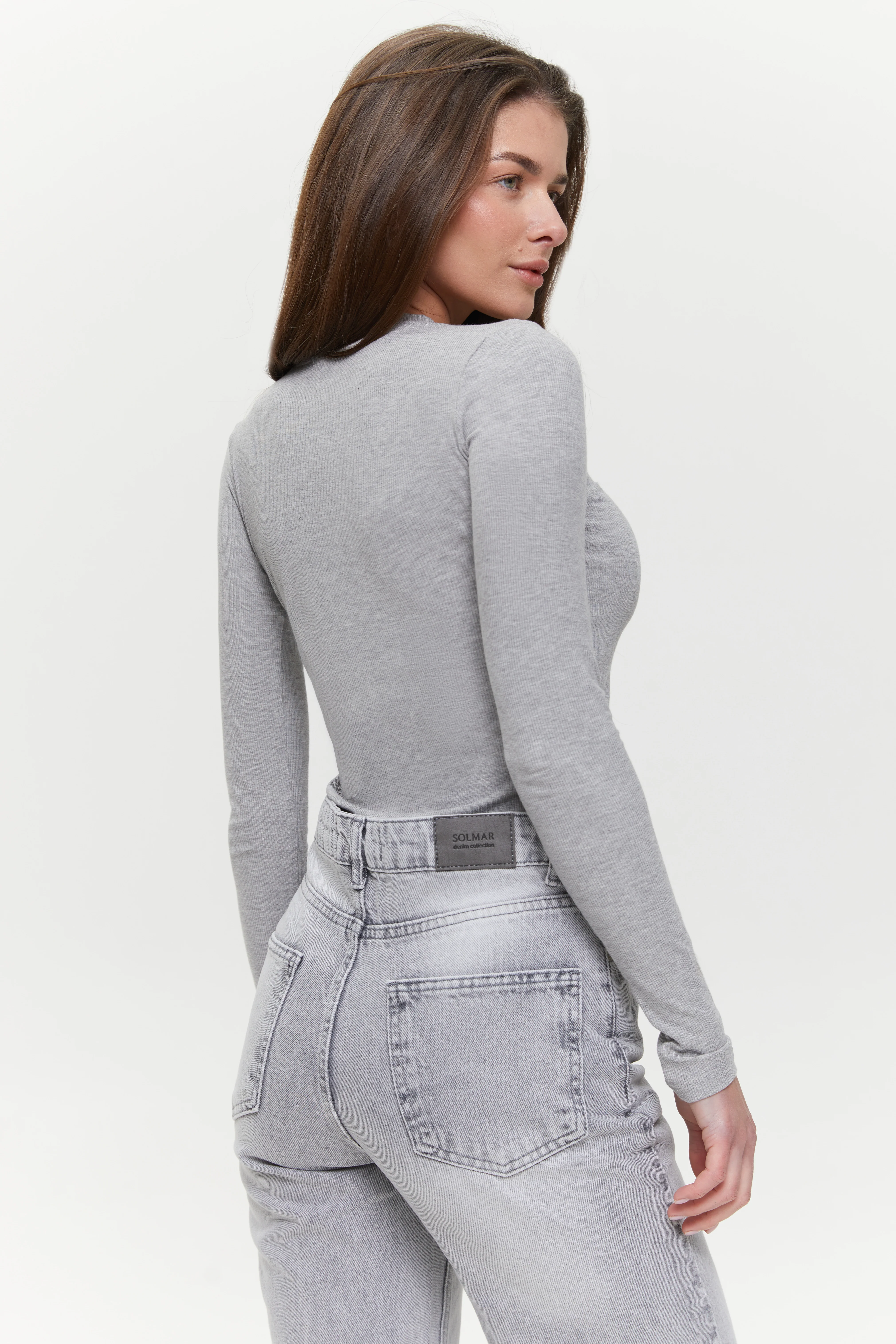 Basic viscose long-sleeve top, Powder Grey - Image 3