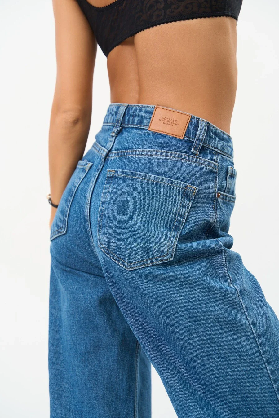 High waist WIDE-LEG jeans, Blue - Image 5