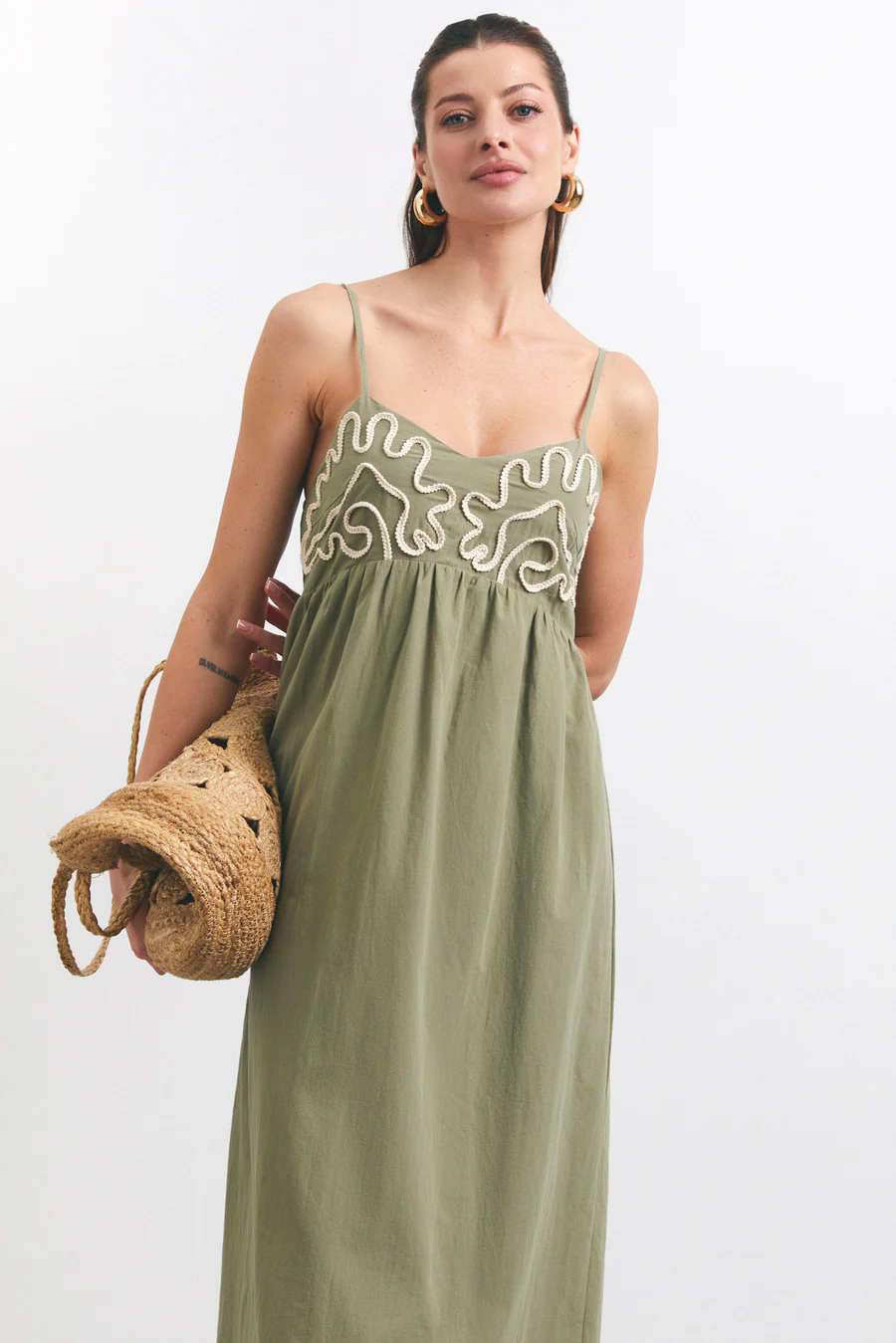 NEW Khaki Decorative Patch Maxi Dress - Image 7