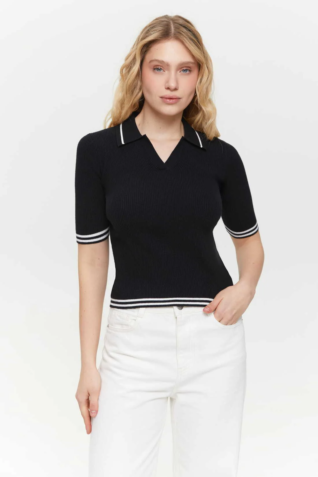 Black Classic knit Polo jumper