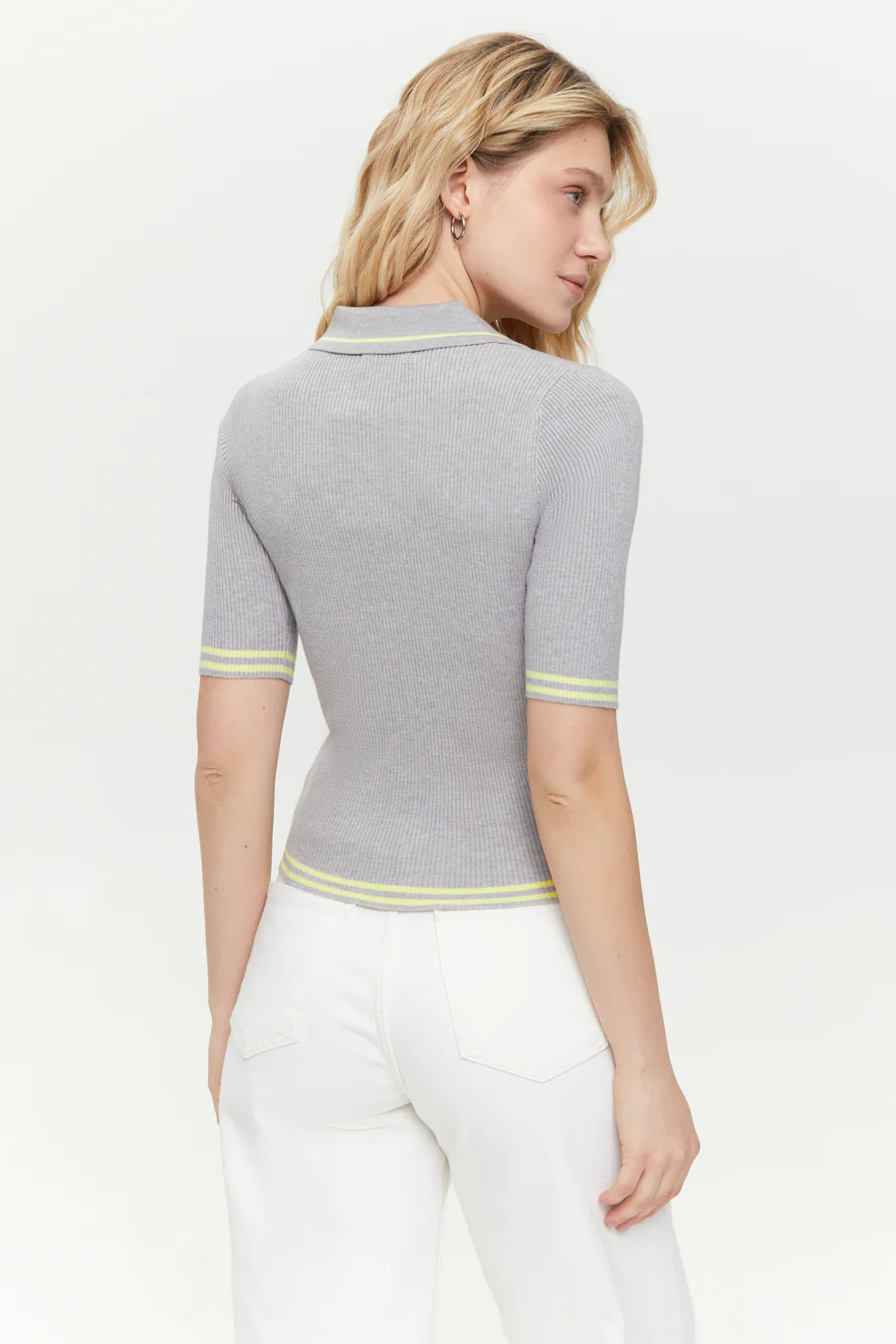 Powder Grey Classic knit Polo jumper - Image 5