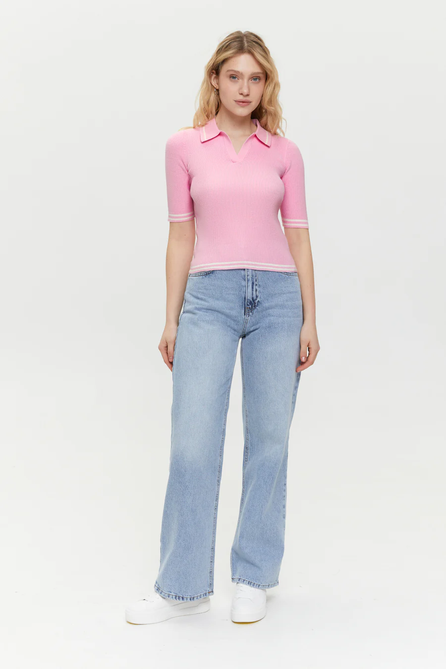 Baby Pink Classic knit Polo jumper - Image 2