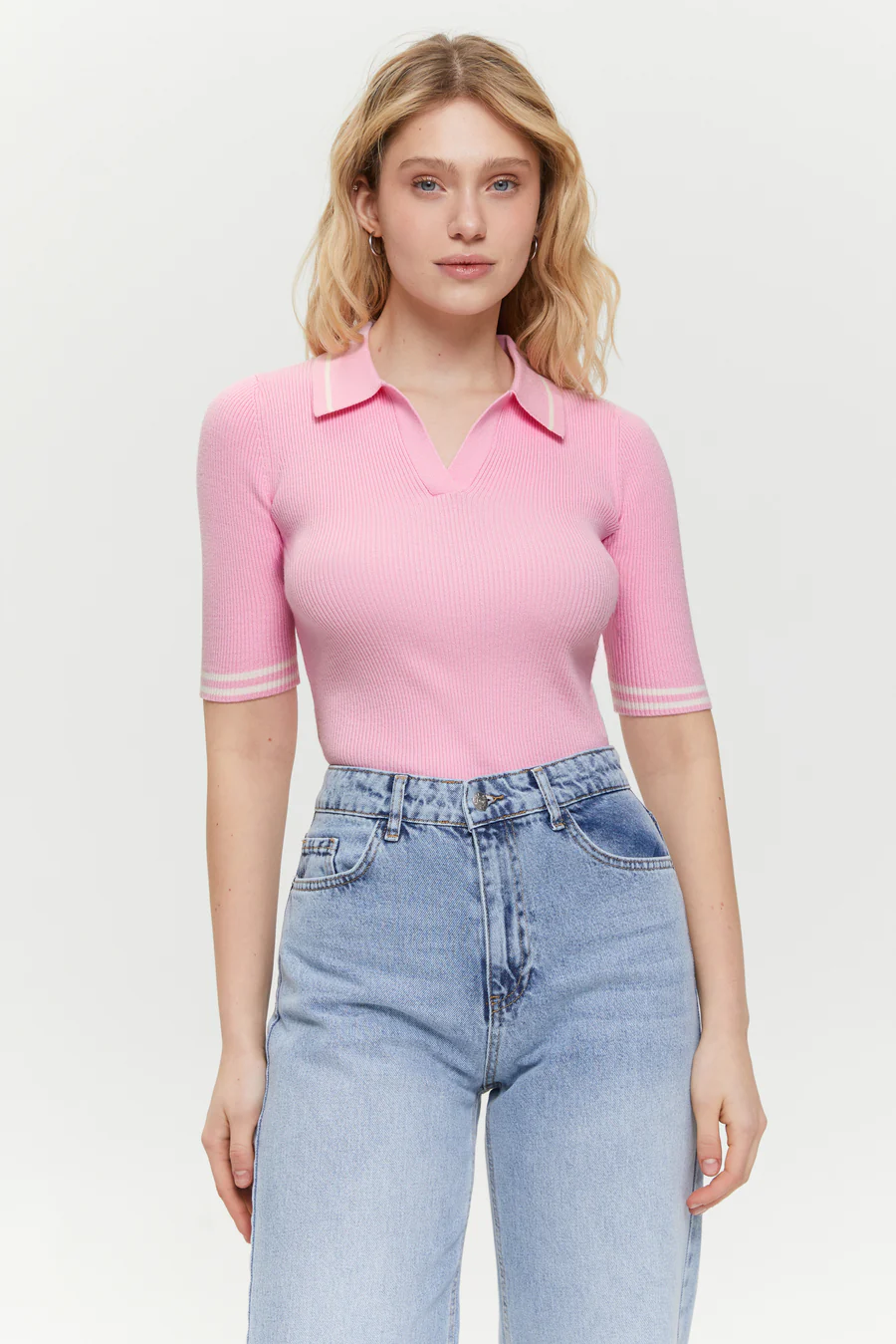 Baby Pink Classic knit Polo jumper - Image 4