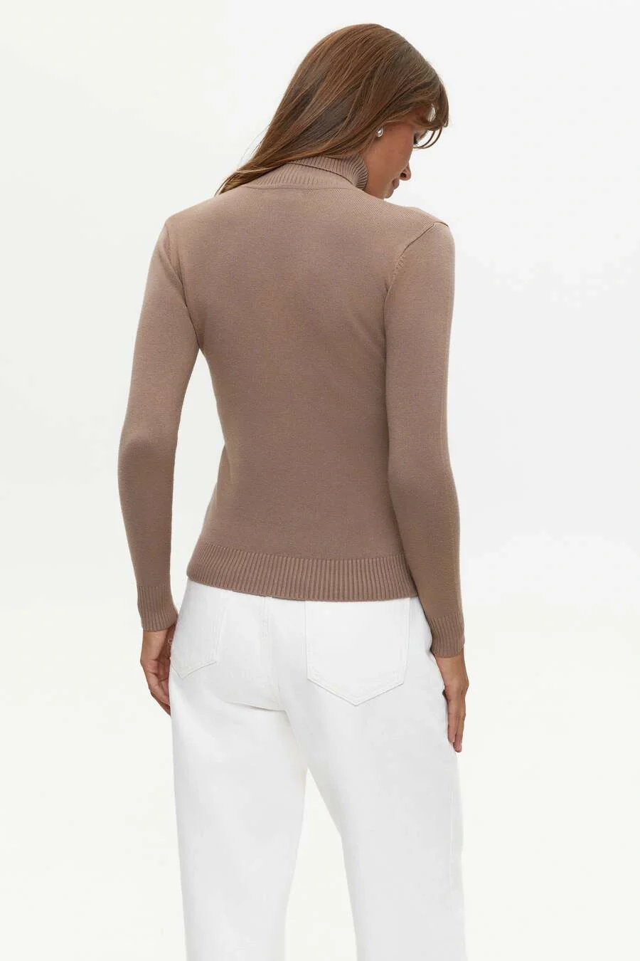 Milk Chocolate Basic Knit Turtleneck Sweater - Image 4