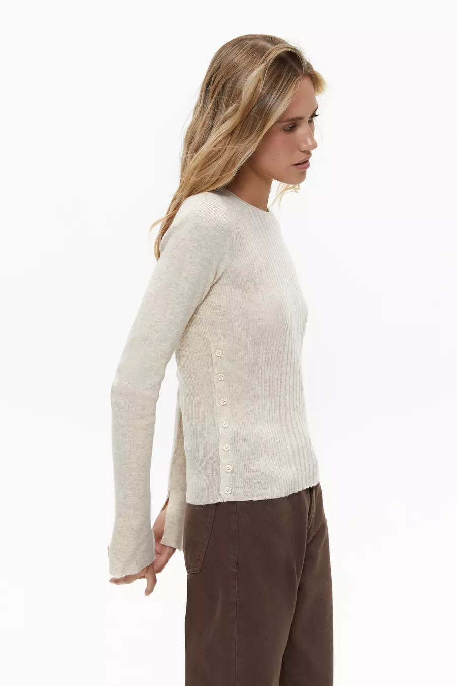 Milk Jumper with Side Buttons - Image 4