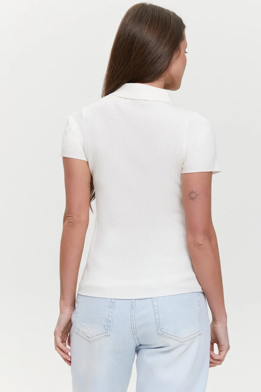 Milk Cream Basic ribbed knit Polo jumper - Image 5