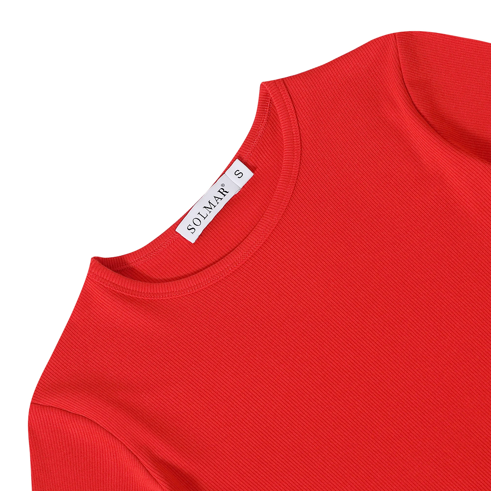 Red Ribbed Crop T-shirt - Image 2
