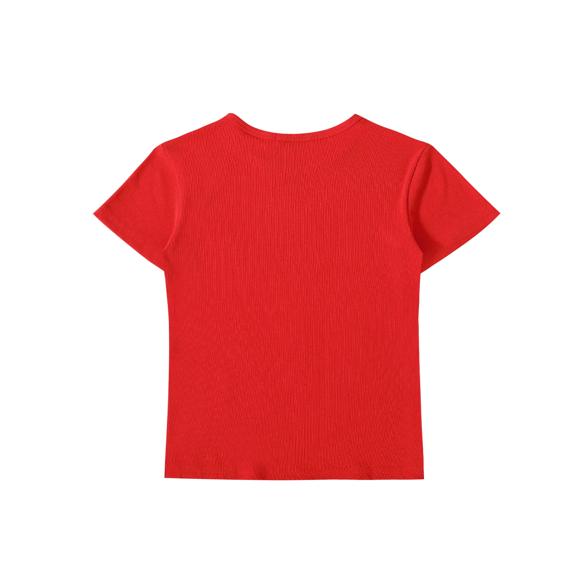 Red Ribbed Crop T-shirt - Image 4