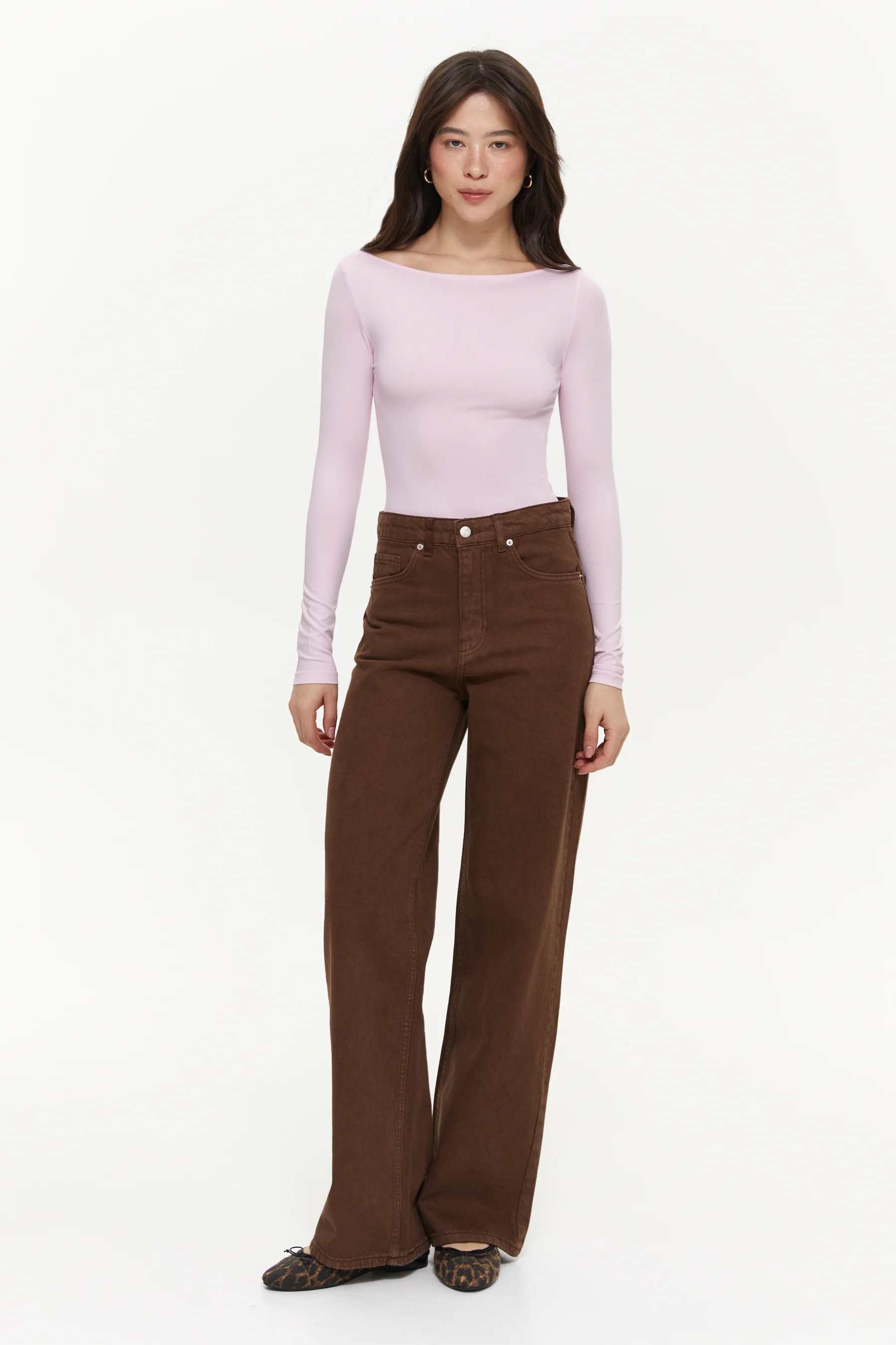 Boat-neck long-sleeve top, Baby Pink - Image 3