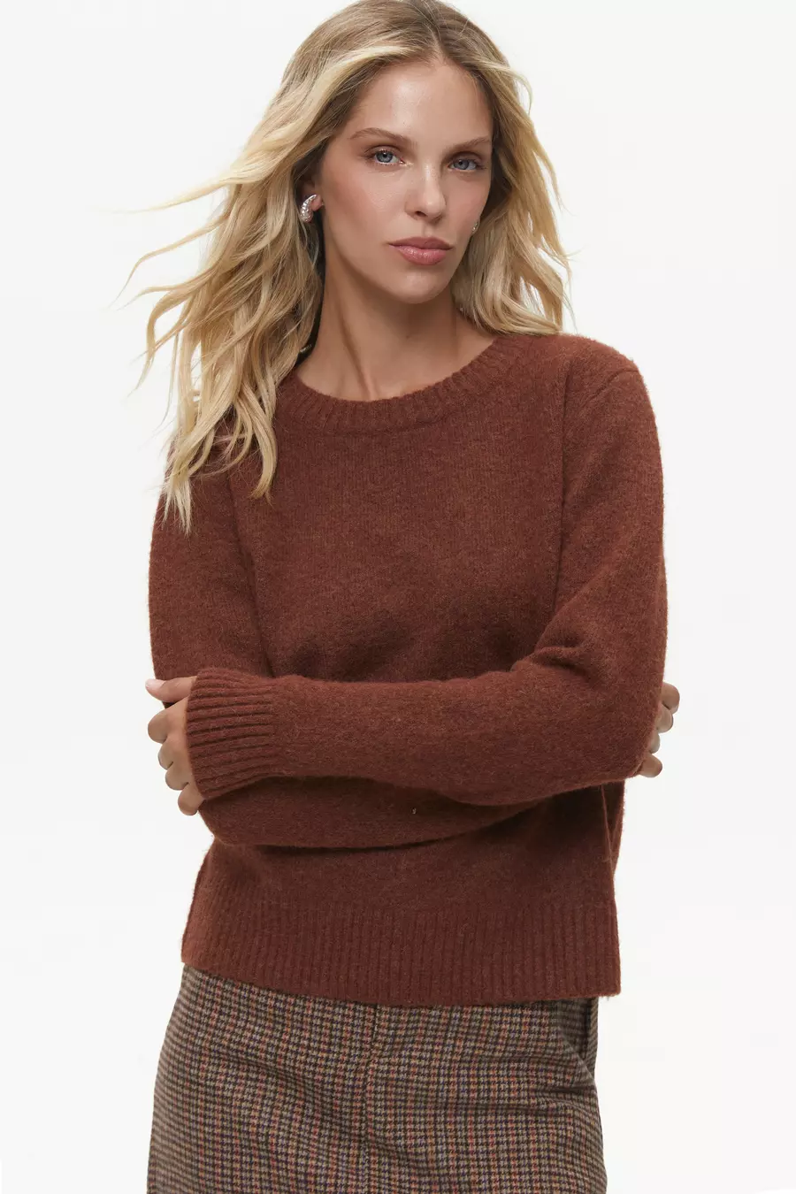 Orange Textured Knit Sweater