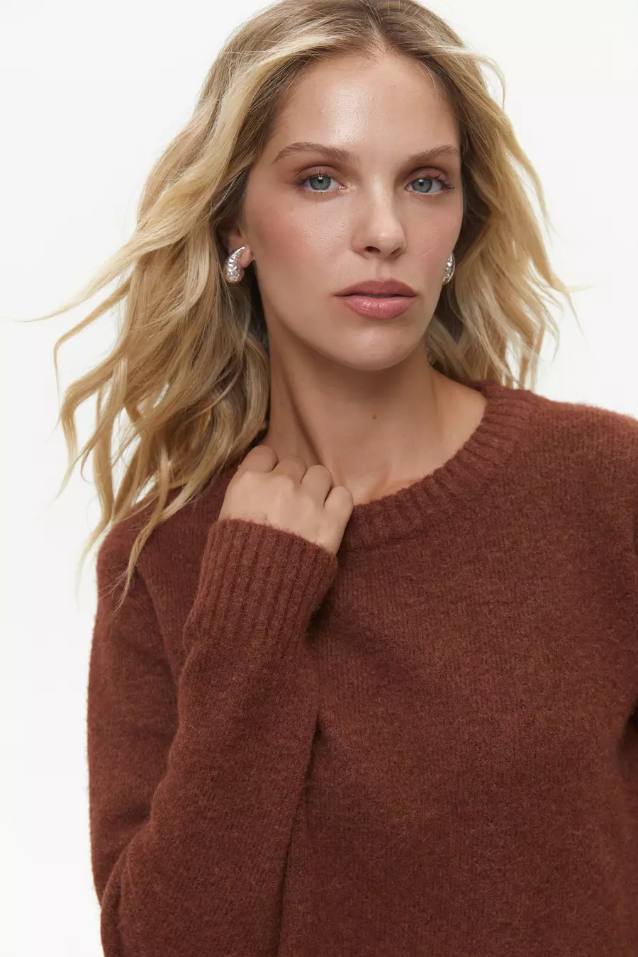 Orange Textured Knit Sweater - Image 4