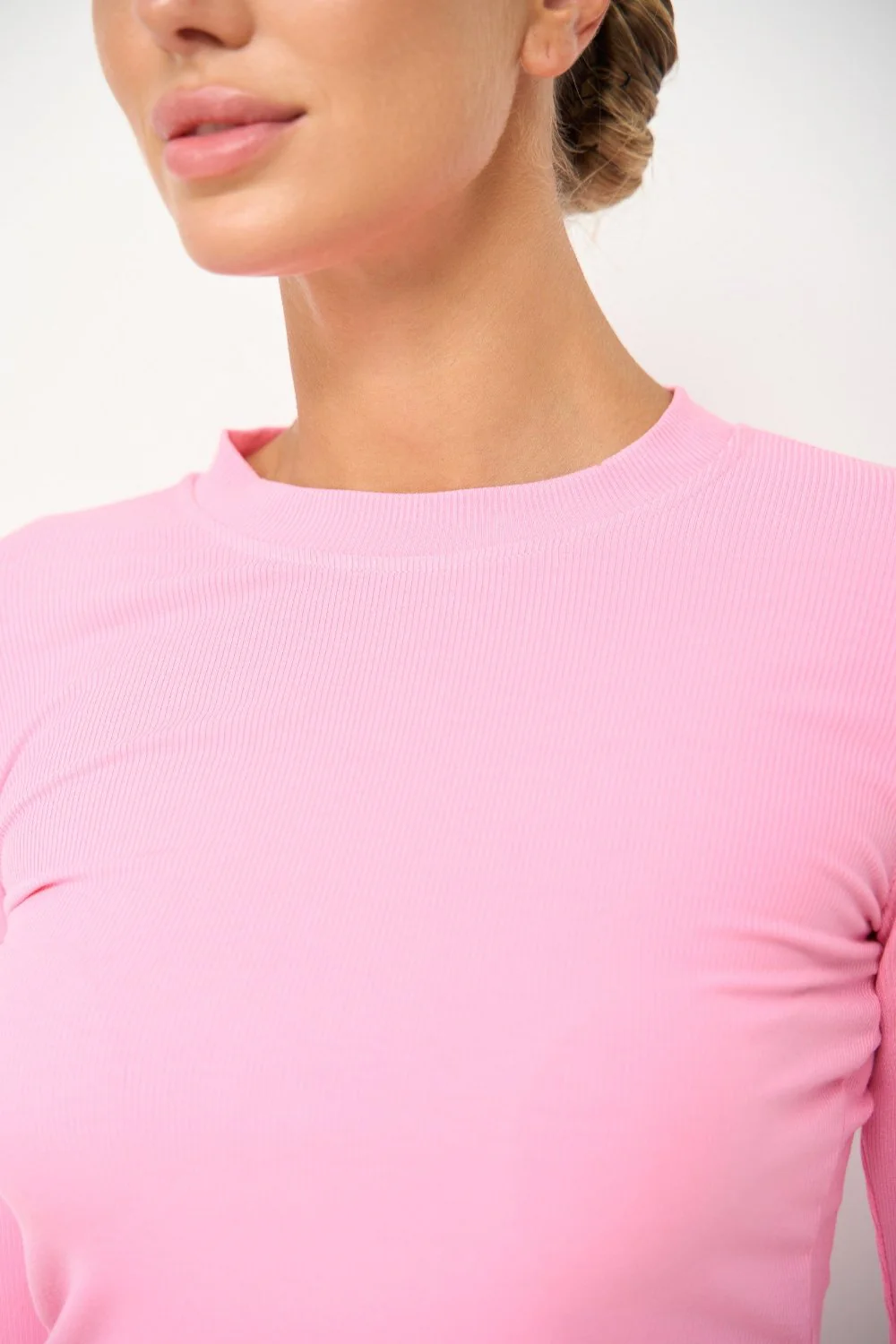 Basic viscose long-sleeve top, Shy Pink - Image 4