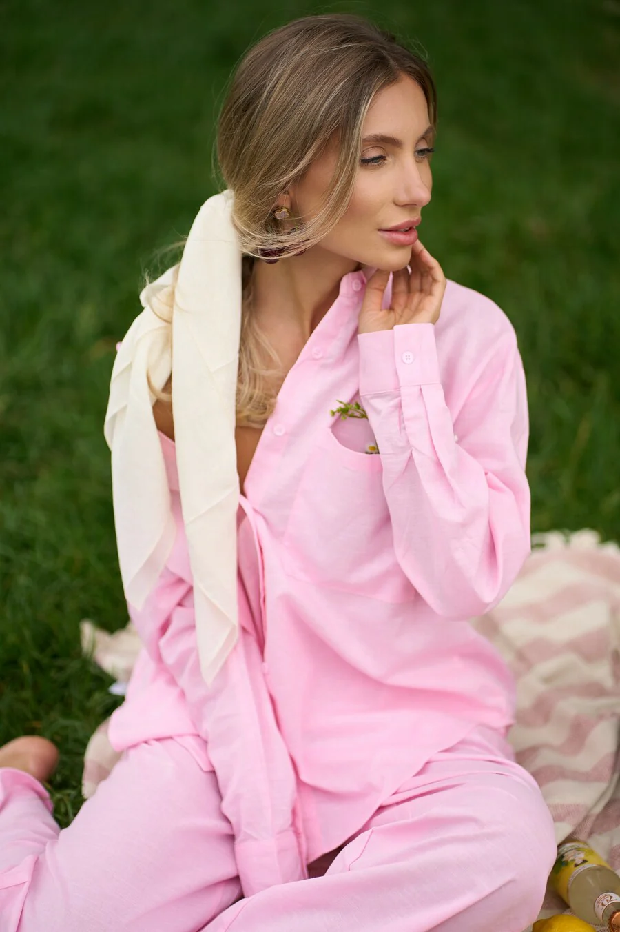 Pink Linen Blend Shirt - Image 3