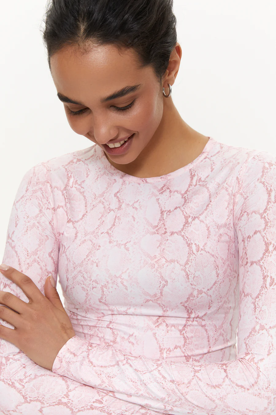 Snakeskin print long-sleeve top, Pink - Image 4