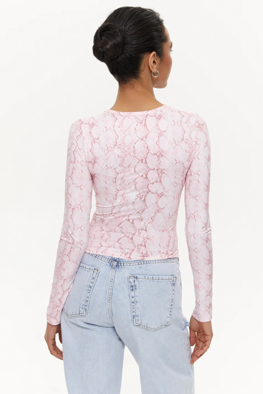 Snakeskin print long-sleeve top, Pink - Image 5