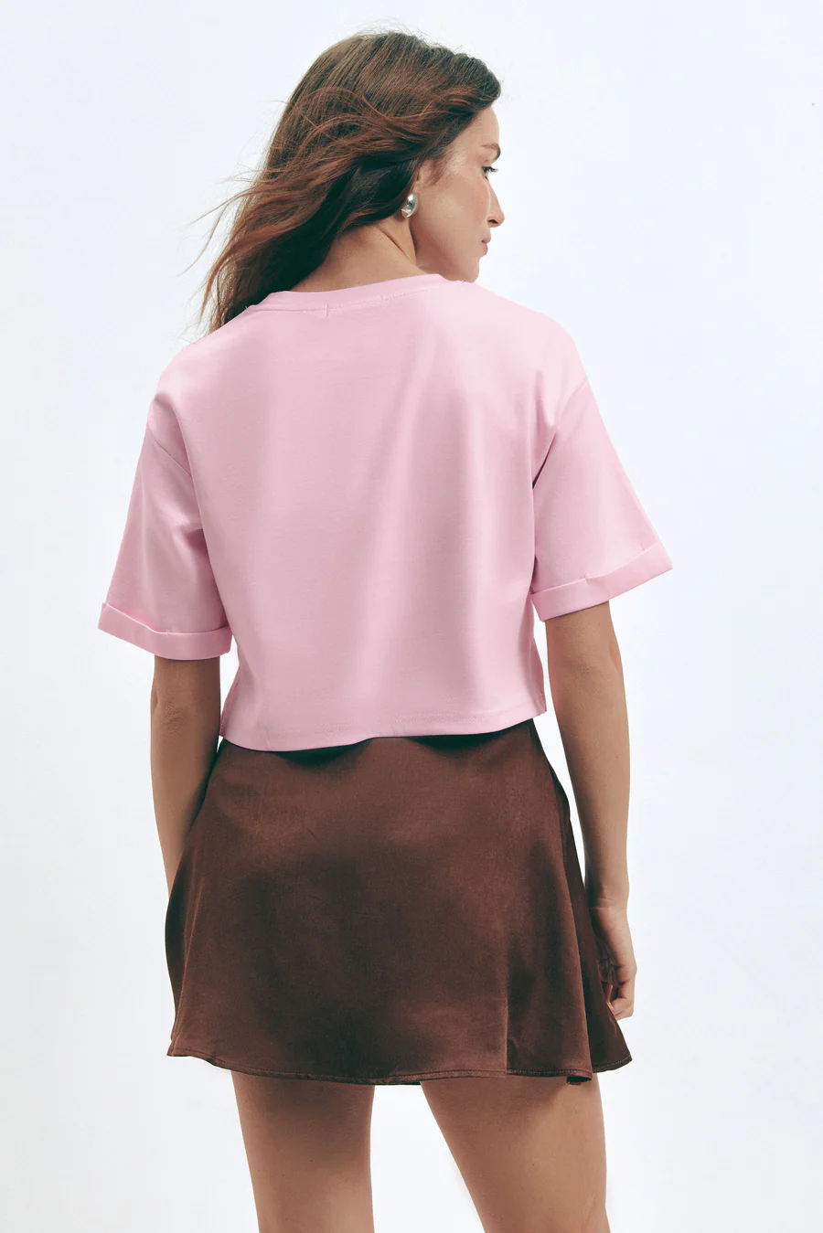Pink Oversized Cropped T-Shirt - Image 6