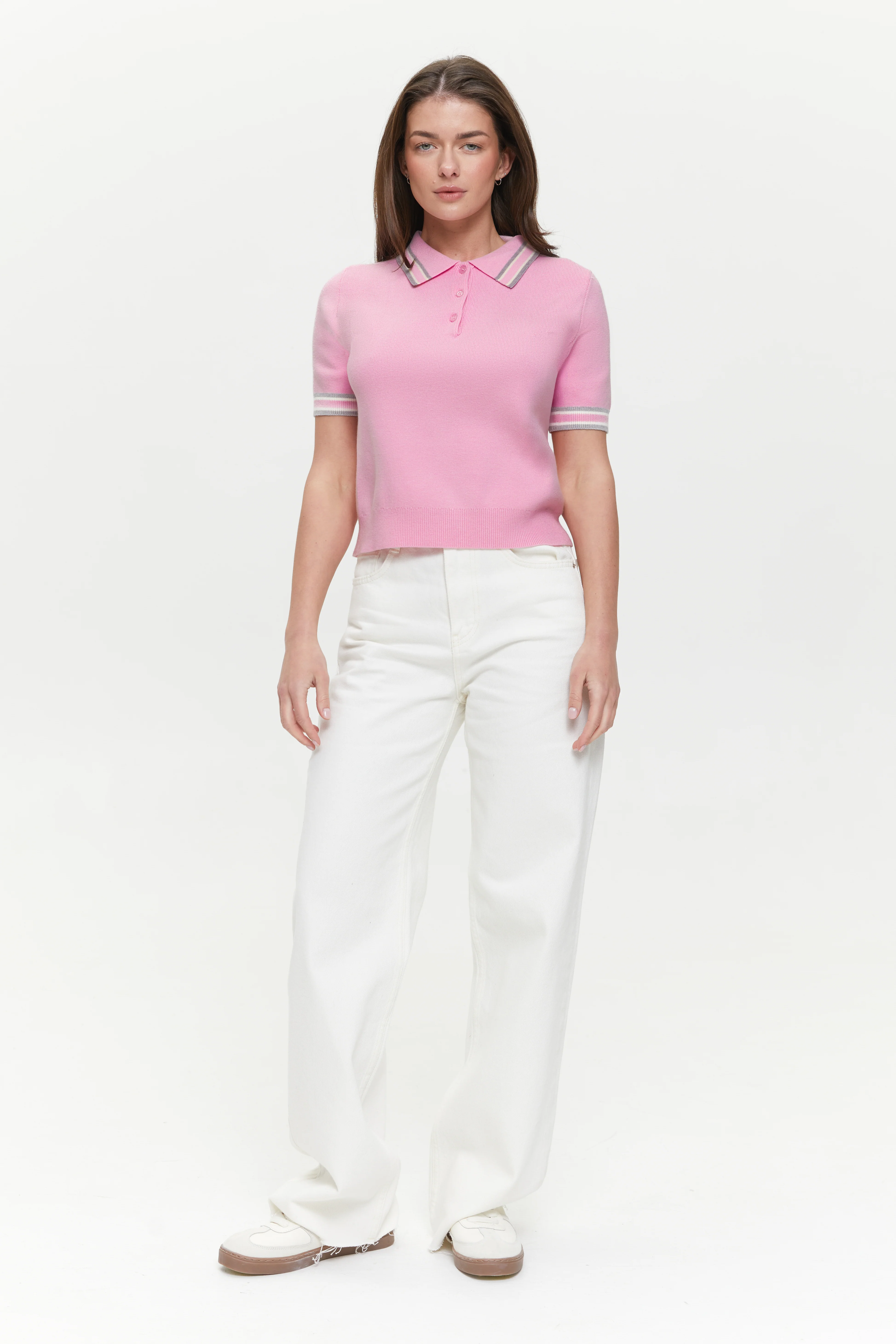 Baby Pink Striped knit Polo jumper - Image 4